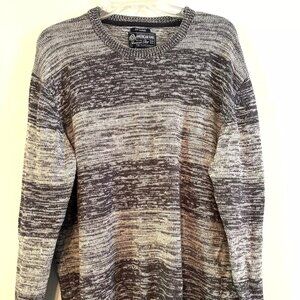 American Rag Cie Sweater Mens XXL Knit Striped Grey 100% Cotton EUC